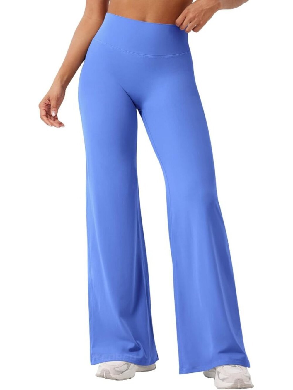 Women's Blue No Front Seam Straight High Waist Imported Yoga Leggings